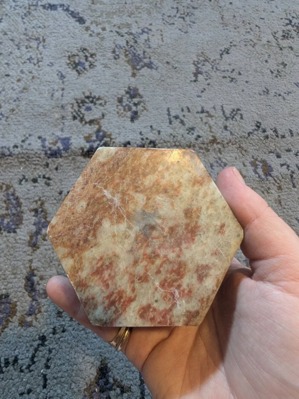 Vintage Pierced Carved Soap Stone Inlaid‎ Floral Lidded Trinket Jewelry Box Dish
